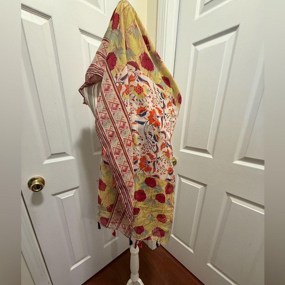 Floral Multicolor Scarf with tassels by Grace & Lace